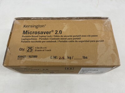 LOT OF 25 Kensington MicroSaver 2.0 Portable Keyed Laptop Lock - K67989S