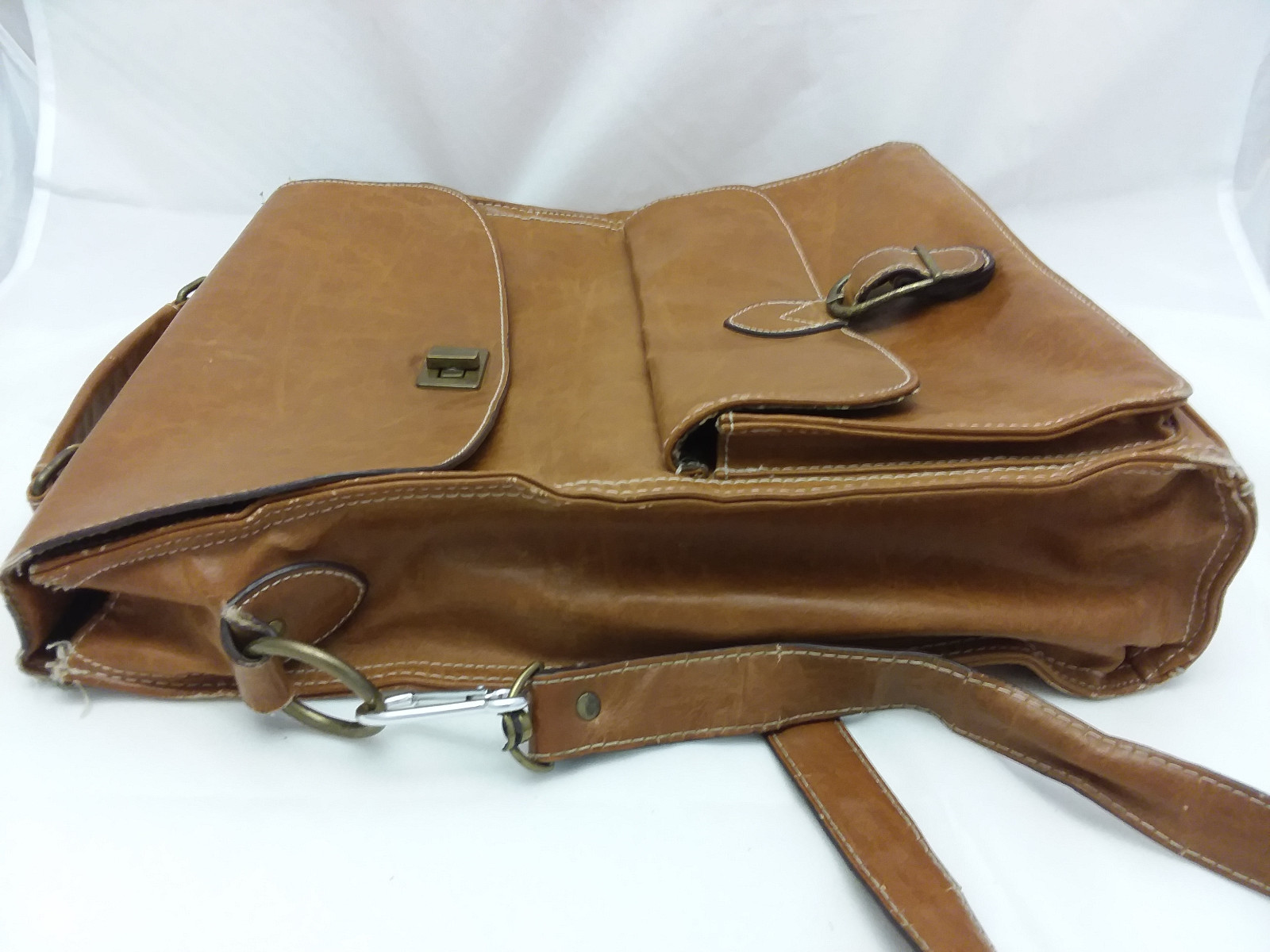 Vintage Faux Brown Leather Record Vinyl Album Carrying Bag