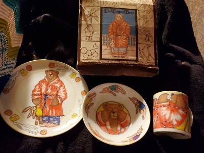 Last Elegant Bear Kyte Child Dish Set Bowl Plate Mug Original Box Sigma 1984 NiB