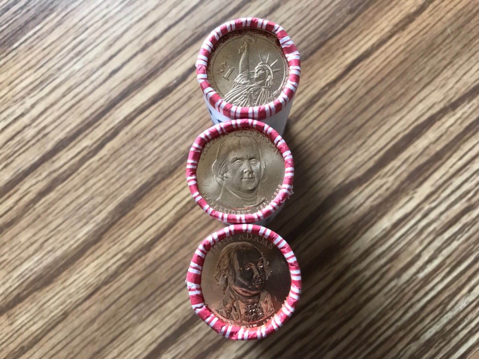 2007 PRESIDENTAL $1 DOLLAR $25 UNOPENED (3) ROLLS WASHINGTON, JEFFERSON, & ADAMS