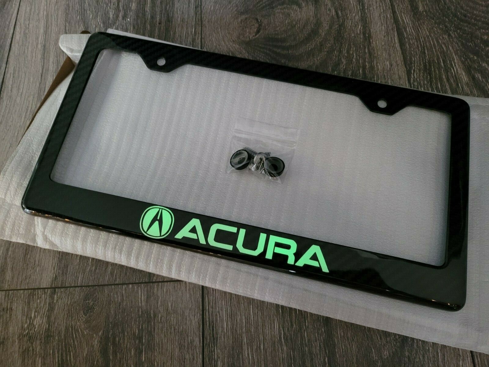 (Glowing) Acura 100% Black Carbon Fiber License Plate Frame Premium 