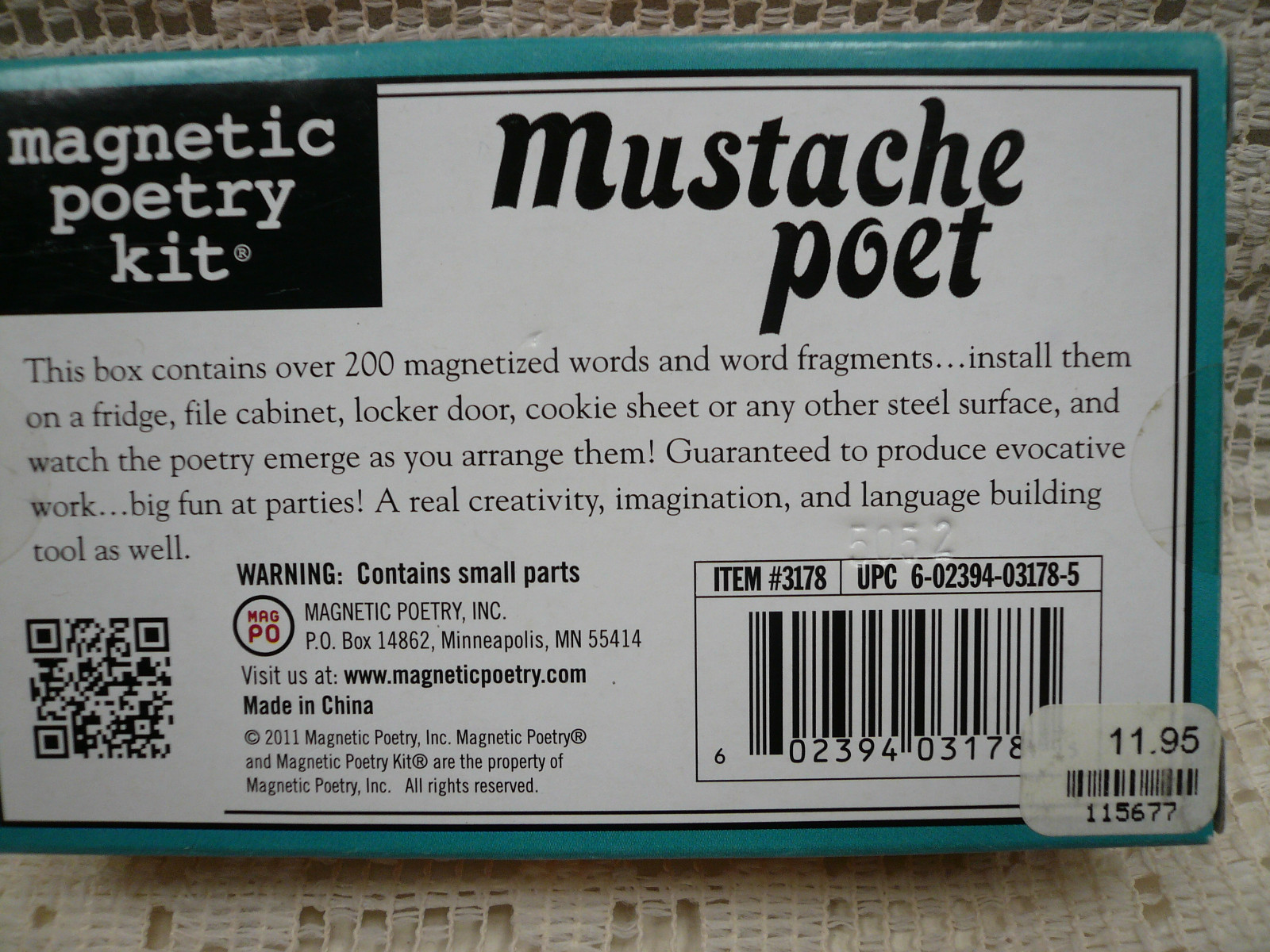 Magnetic Poetry Kit Mustache Poet Magnets 200 words/fragments Fridge Locker New