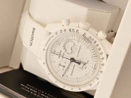 Pre-owned Omega X Swatch Mission To The Moonphase Snoopy Anniversary Bioceramic Moonswatch