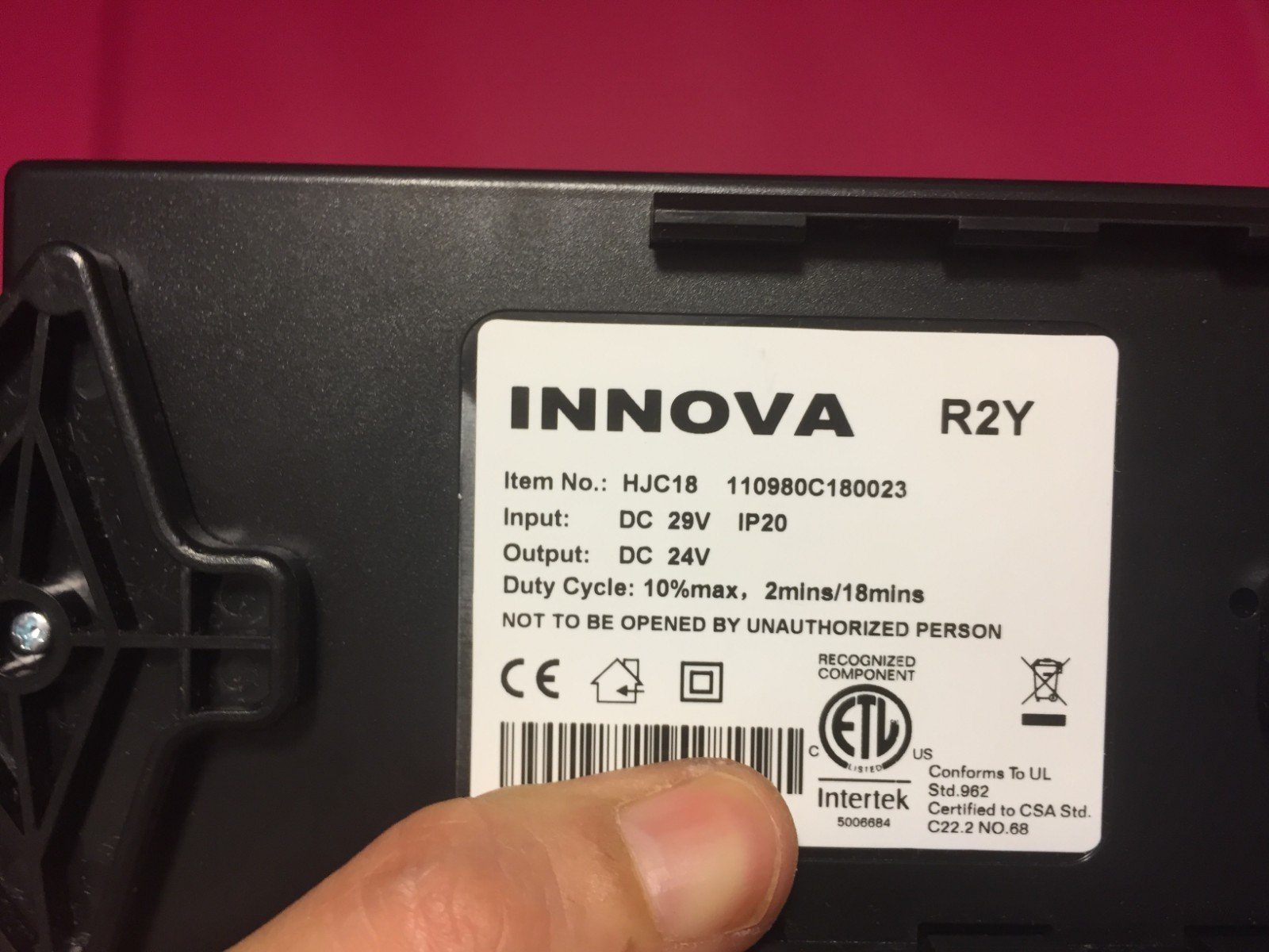 Innova Sleep Systems Adjustable Bed control box r2y HJC18 110980C180023
