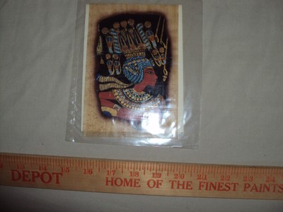 Vintage Egyptian Papyrus Hand Painted Art- Egyptian God- 6 in hgt x 4 in. w NEW