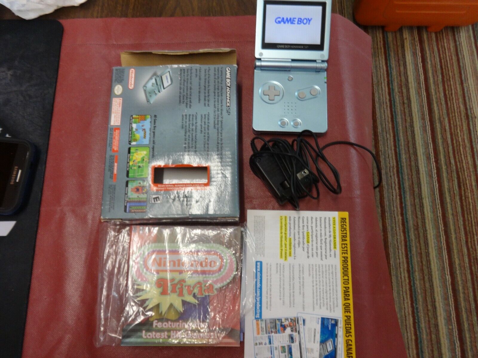 CIB Nintendo Game Boy Advance GBA SP Pearl Blue Handheld AGS CIB Nintendo Game Boy Advance GBA SP Pearl Blue Handheld AGS
