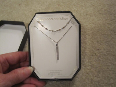 Diamond Addiction Genuine Diamond Necklace sterling silver set of 2 new tags