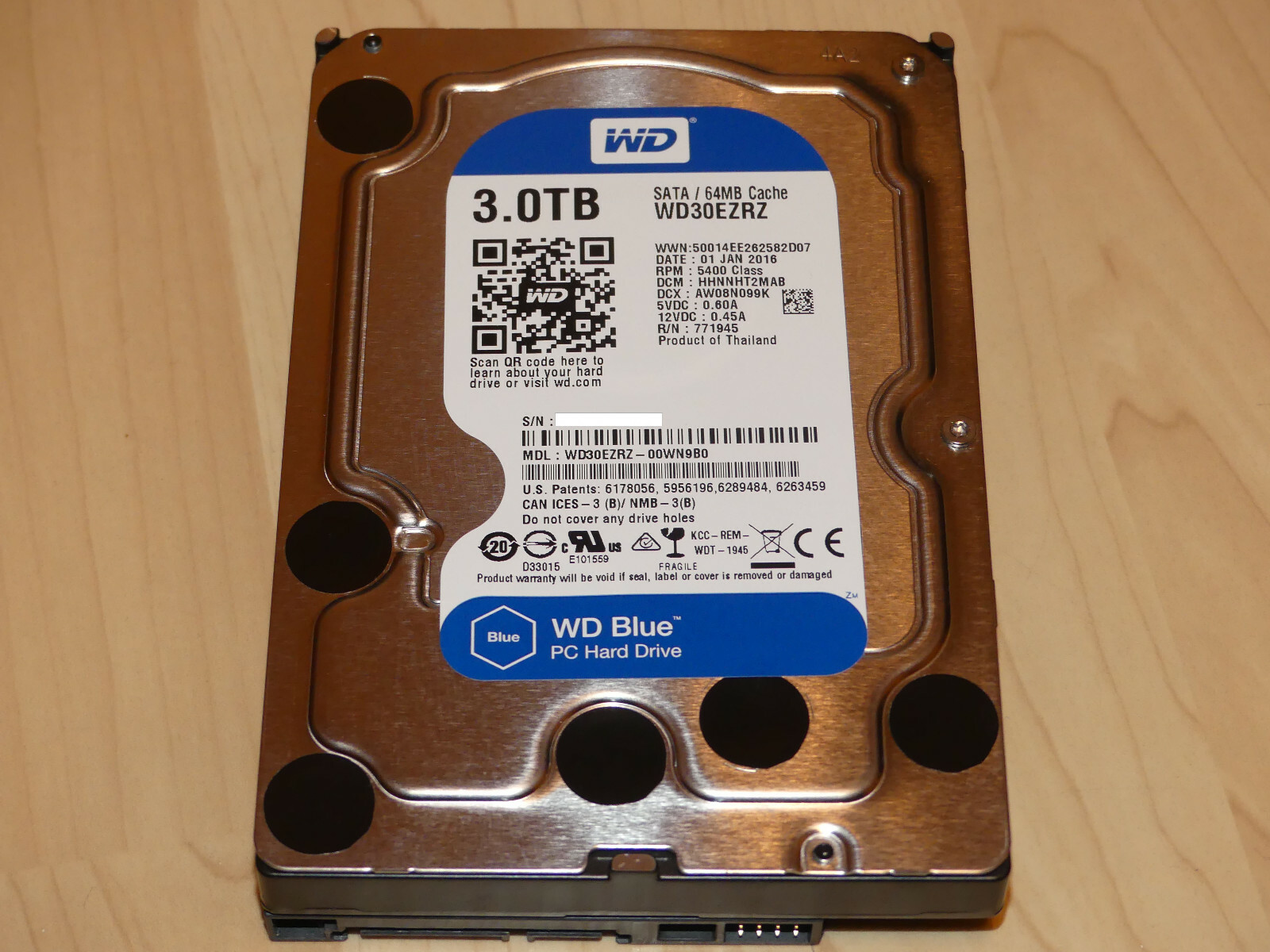 WD 3TB Festplatte WD30EZRZ, SATA III, 64MB Cache, WD Blue