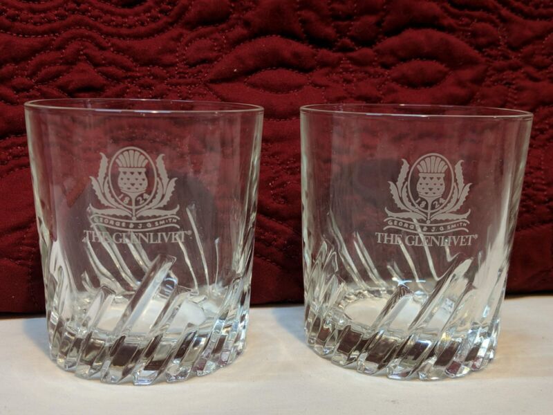 PAIR OF "THE GLENLIVET" ETCHED SCOTCH WHISKEY GLASSES