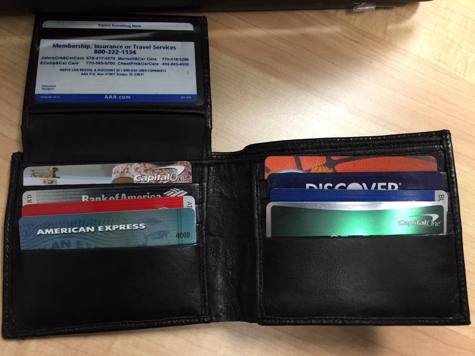Bifold Wallet Men's Slim Purse Genuine Leather Black Credit/ID Card Holder