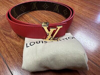 Louise Vuitton LV Initiales 30mm Reversible Belt (Brown/ Red )