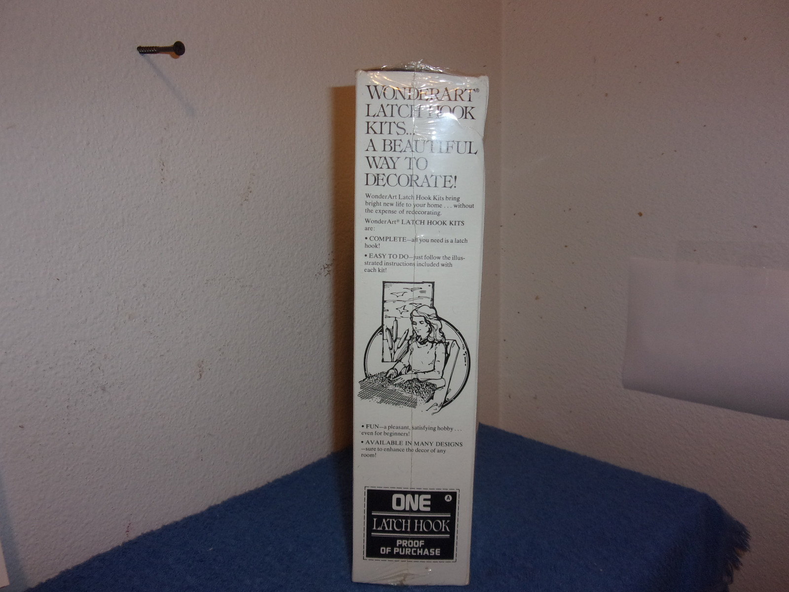 VINTAGE NEW WONDER ART CHRISTMAS LATCH HOOK KIT...#4790 FACTORY SEALED