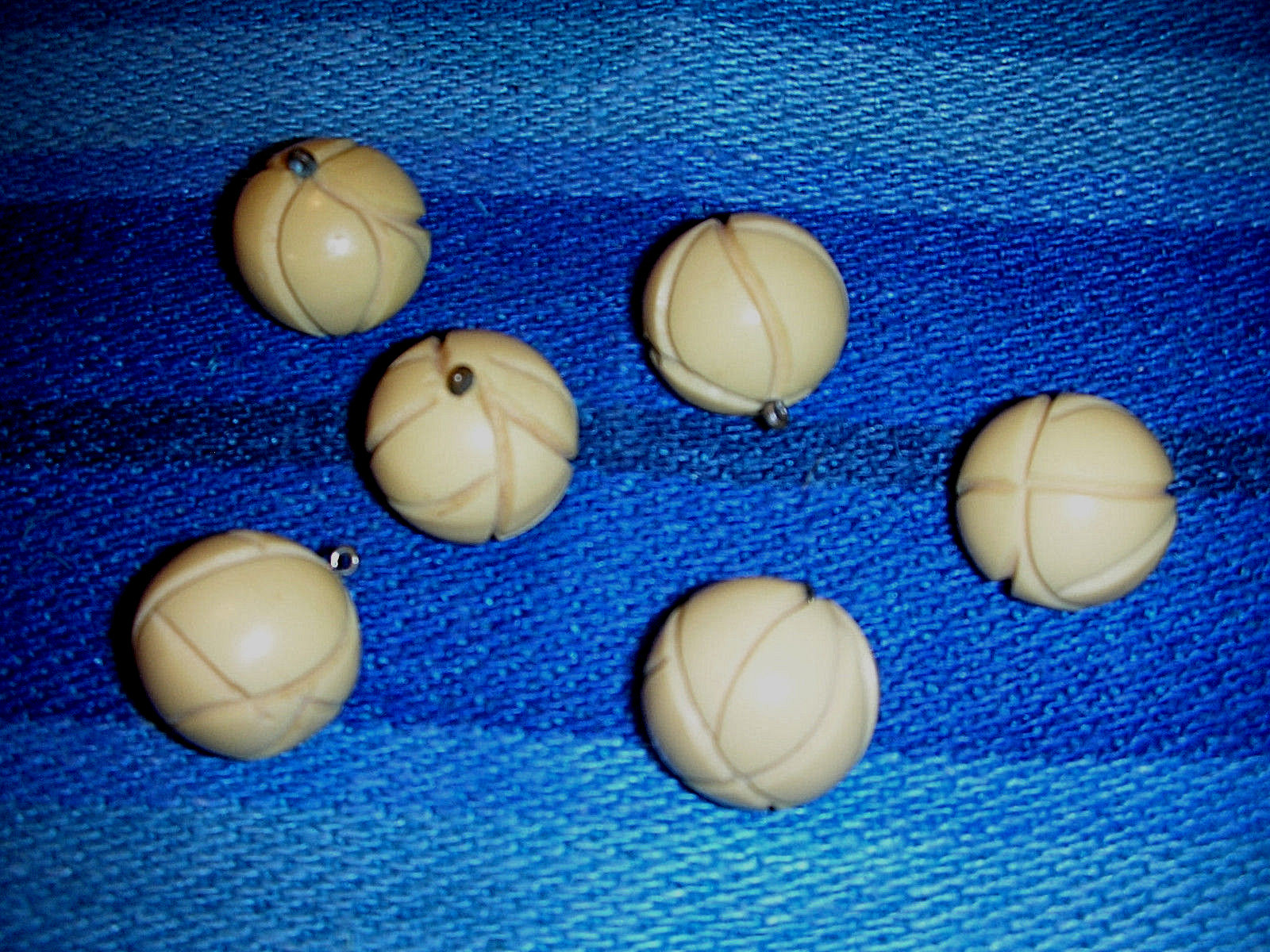 Lot of 6 Vintage Ball Buttons Cream Celluloid 7/8