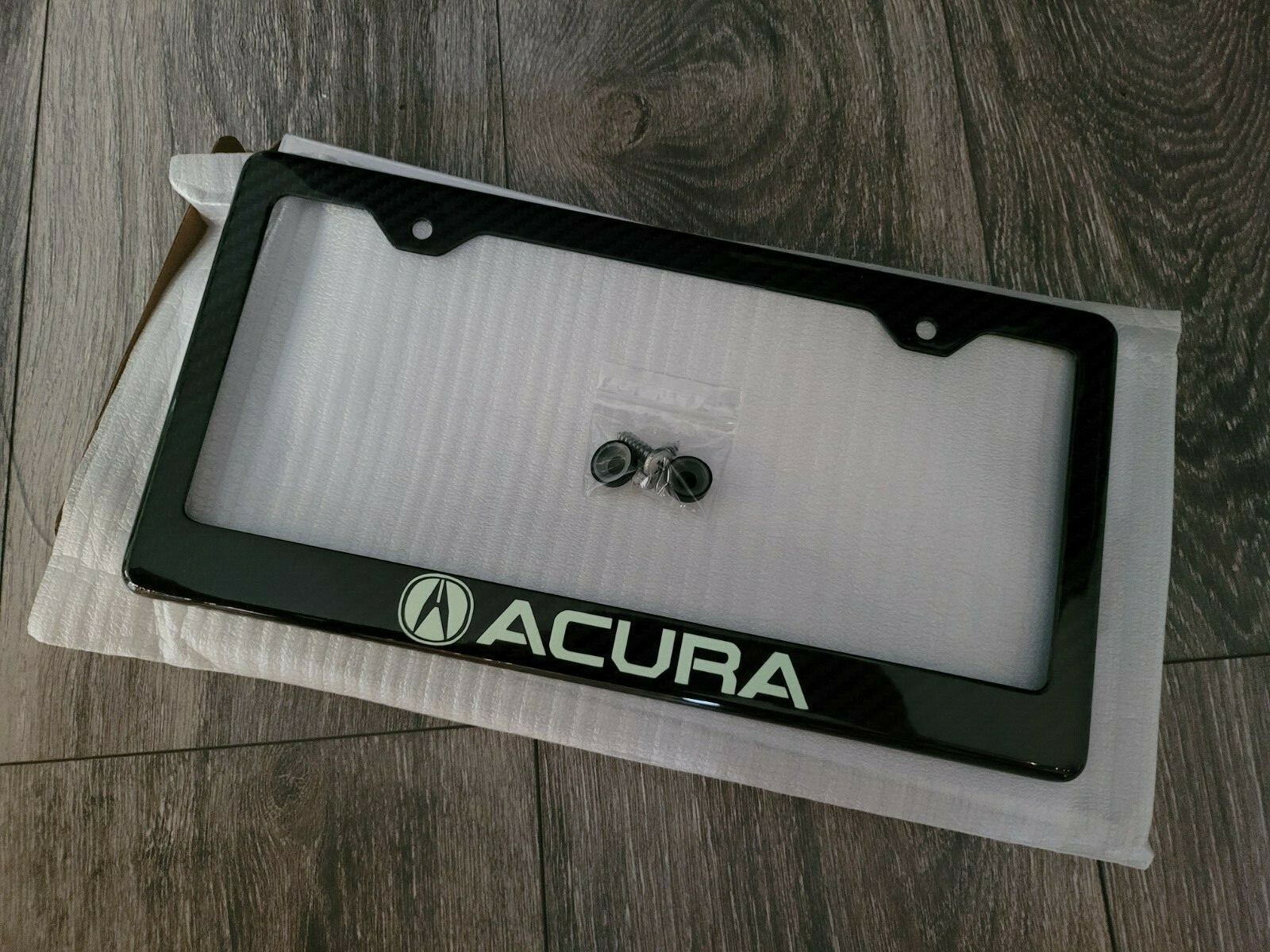 (Glowing) Acura 100% Black Carbon Fiber License Plate Frame Premium 