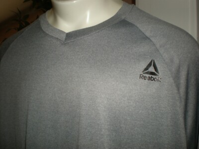 NWT REEBOK GREY V-NECK PERFORMANCE SZ:2XL 2X XXL