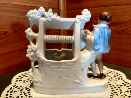 BOY & GOOSE BISQUE PORCELAIN WKG # 4347 FIGURINE MADE IN GERMANY