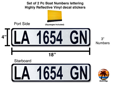 Curb-N-Sign BowBrite Boat Registration Numbers Super Reflective 2 pack