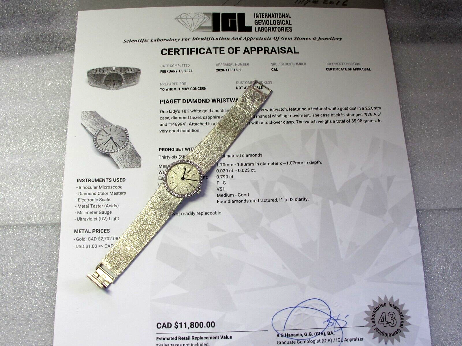 Piaget Tradition Swiss Watch Mechanical 18K / 750 White Gold