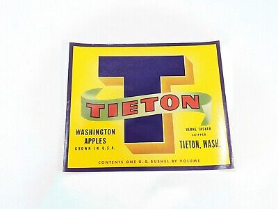 TIETON T Vintage Washington Apple Crate Label, **AN ORIGINAL FRUITCRATE LABEL**