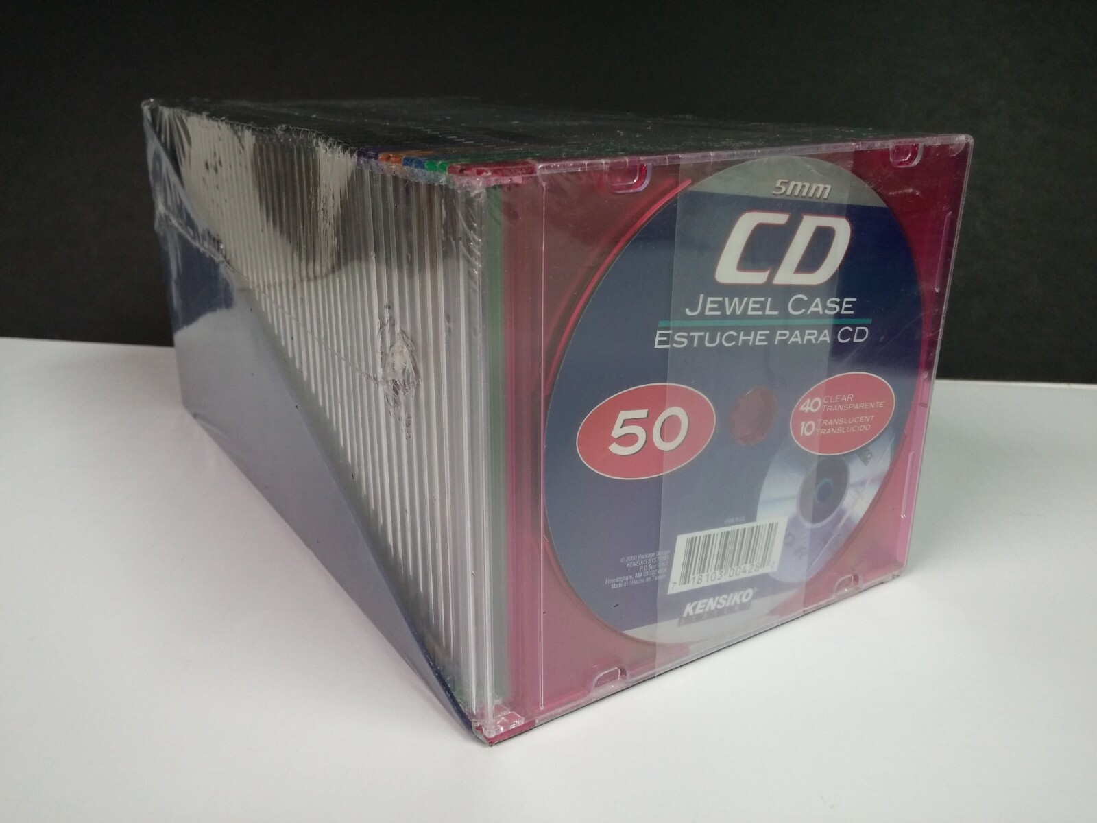 Pack of 50 Kensiko 5mm CD Slim Jewel Cases, Black and Translucent, Sealed