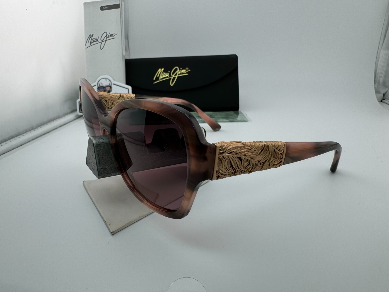 Pre-owned Maui Jim Swaying Palms Mj530-90 Pink Tortoise 24k Maui Rose Polarized Sunglasses