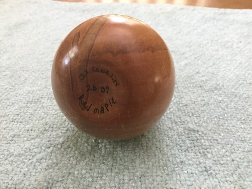 Hand Carved Red Maple Wood Pear Fruit, 4.5”