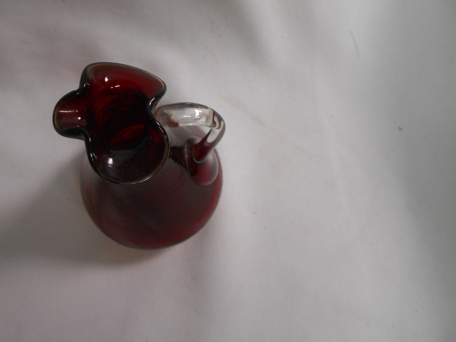 vintage red crackle glass pitcher