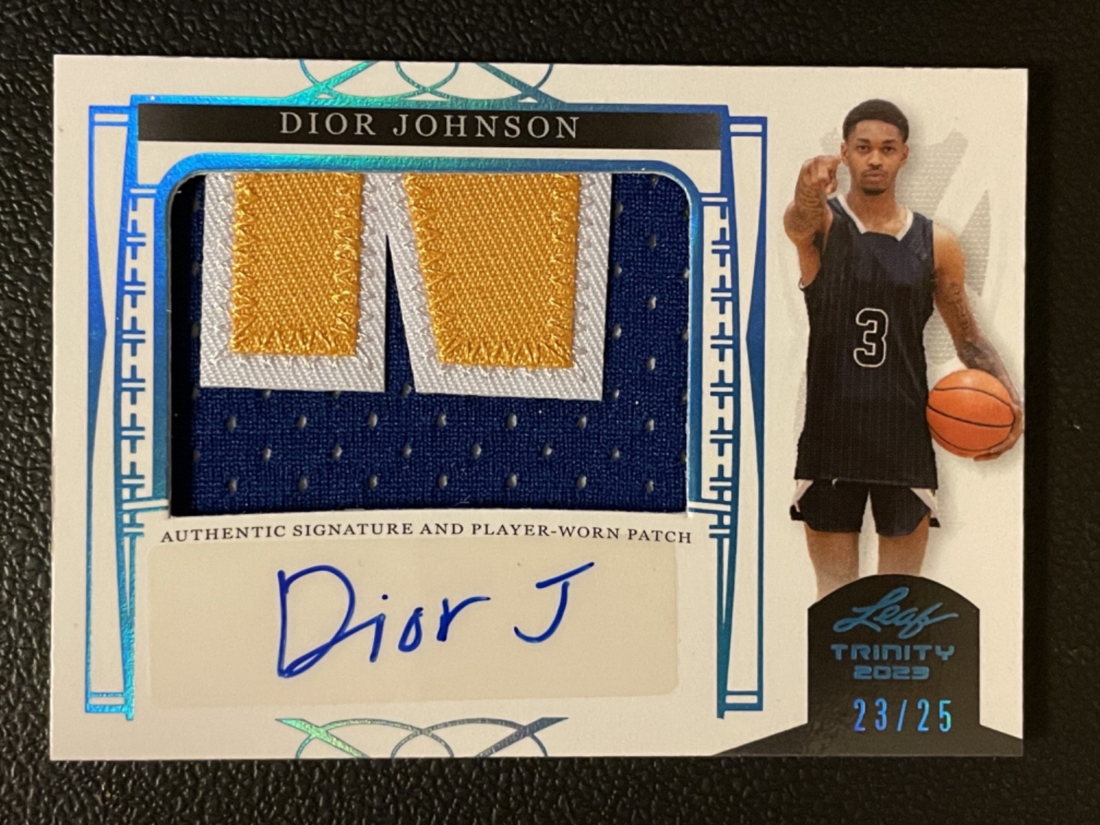 2022 Leaf Trinity Teal #PADJ1 Dior Johnson 23/25 Patch Auto Autograph RC Rookie