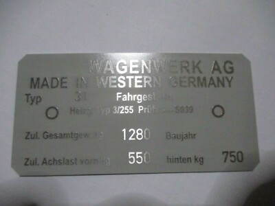 Typenschild Schild für VW Typ 31 passend BJ1 