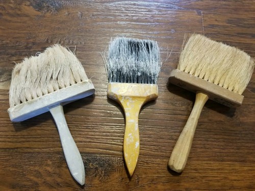 Vintage Large Paint Brushes Lot Of 3 Vtg antique  brush big