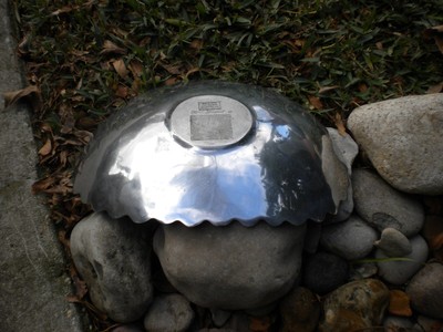 Artistic Accents Pink Enamel on Metal Scalloped Decorative Bowl