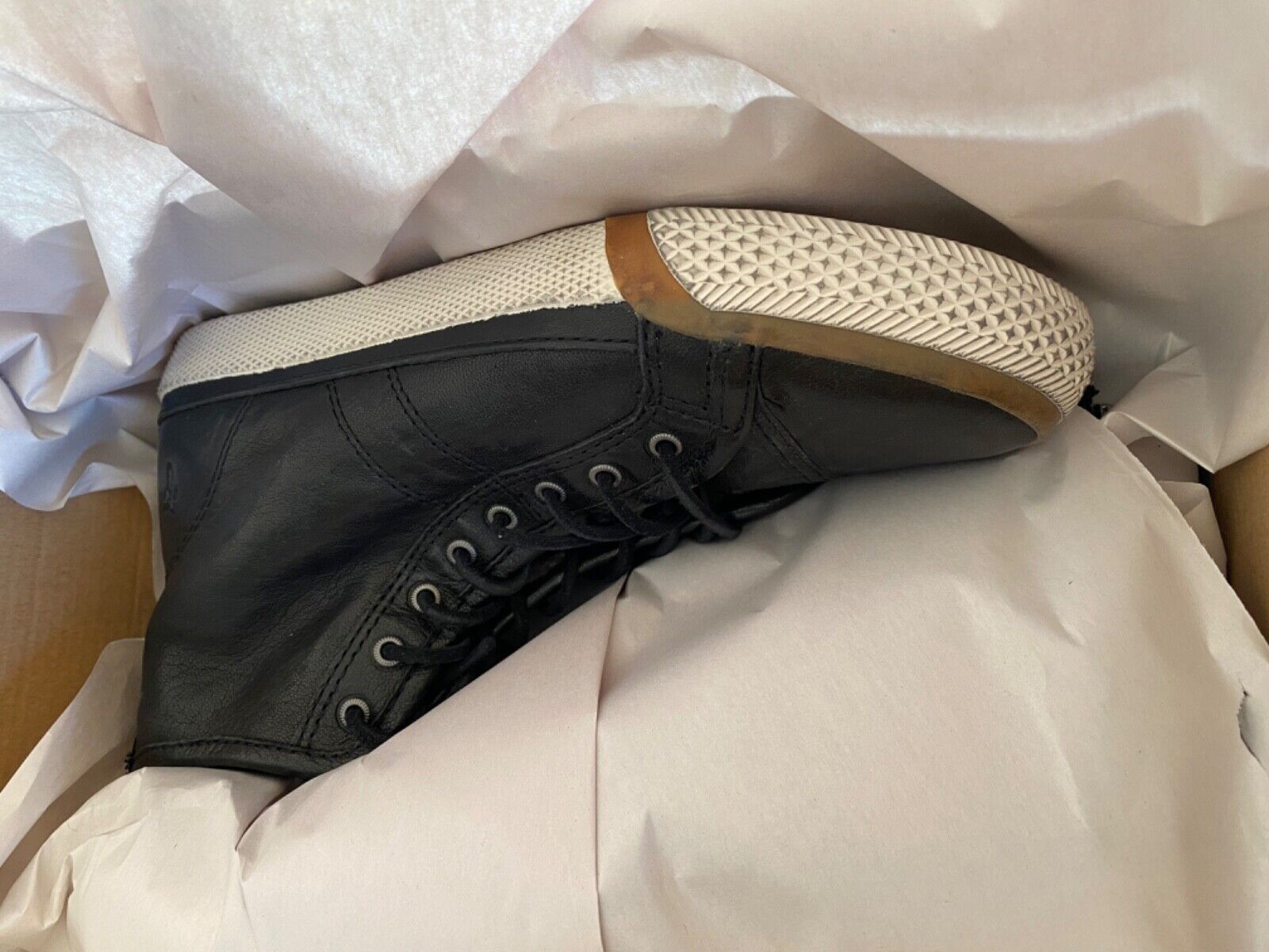 Pre-owned Frye Greene High Back Zip Shearling Lined Leather Sneakers Black Us 6.5 71172