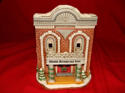 1994 Geo Z Lefton Colonial Village Lighted Savings and Loan 01321 With Box EUC