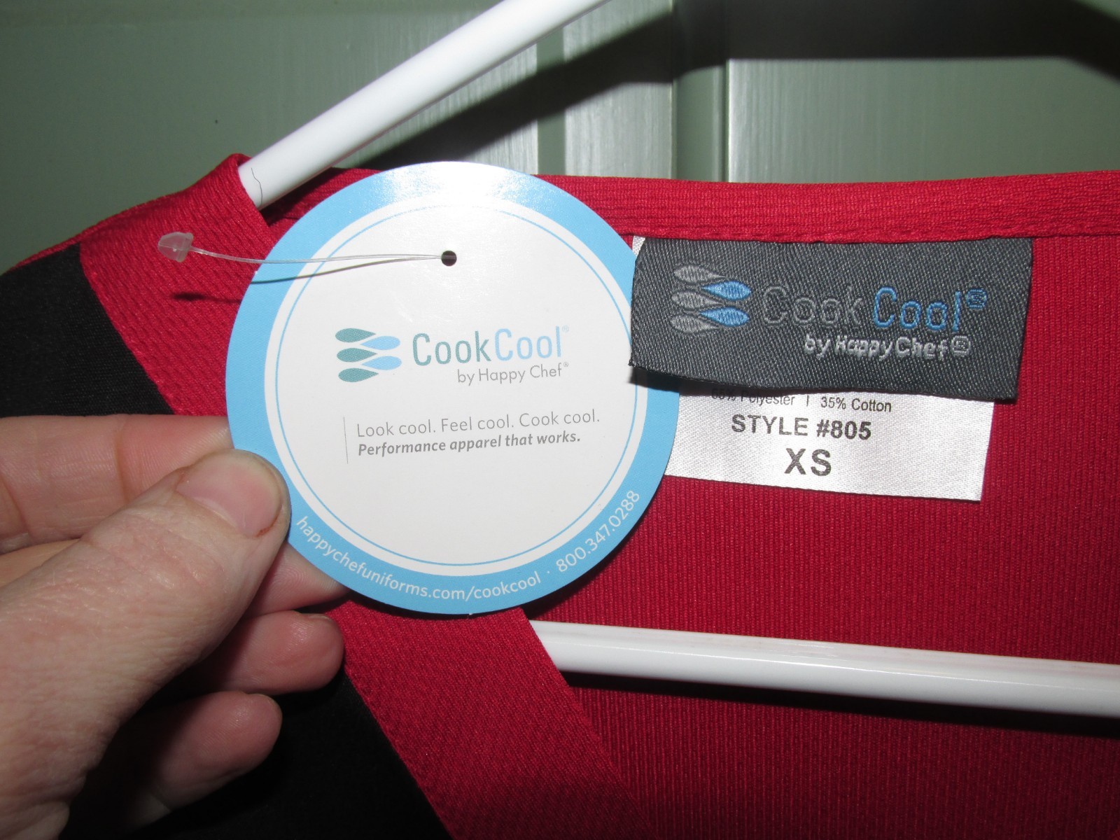 Cook Cool by Happy Chef Unisex Black & Red Short Sleeve Chef Top - Size XS