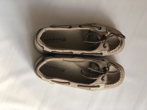 Youth Girls Sperry Top-Sider Laguna Boat Shoes Tan Cheetah Size 1.5m!!!