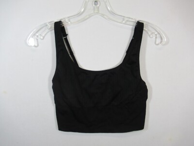 Victoria's Secret PINK Active Ribbed Sports Bra M Black Wireless Pullover