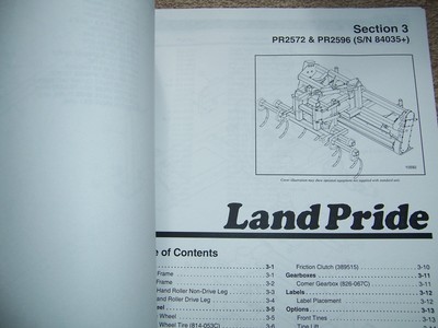 LAND PRIDE Parts & Operator Manuals * PR2572 and PR2596 Powered Rakes