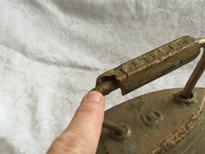 Antique Geneva? Sad Iron - 8# Goldtone HEAVY door stopper weight Gold Cast Iron