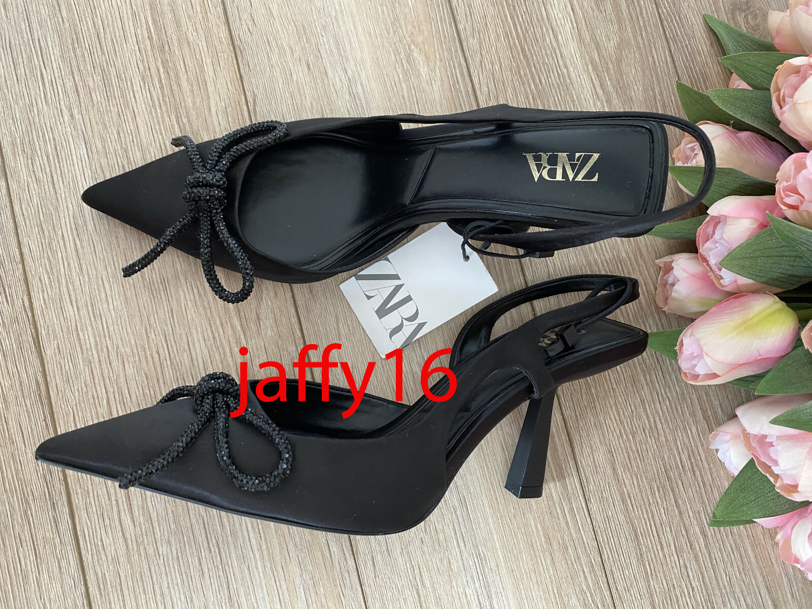 ZARA NEW WOMAN BOW SHIMMERY MID-HEEL SLINGBACK SHOES BLACK ZARA NEW WOMAN BOW SHIMMERY MID-HEEL SLINGBACK SHOES BLACK