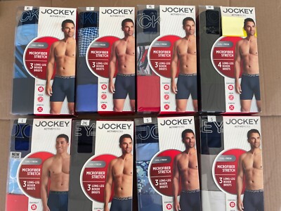 Jockey 3 Long Boxer Briefs Activemicro  Stretch Black Green Blue New Tags Men