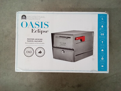 Oasis Eclipse Pewter Locking Post Mount Parcel Mailbox Black New & Ships FREE