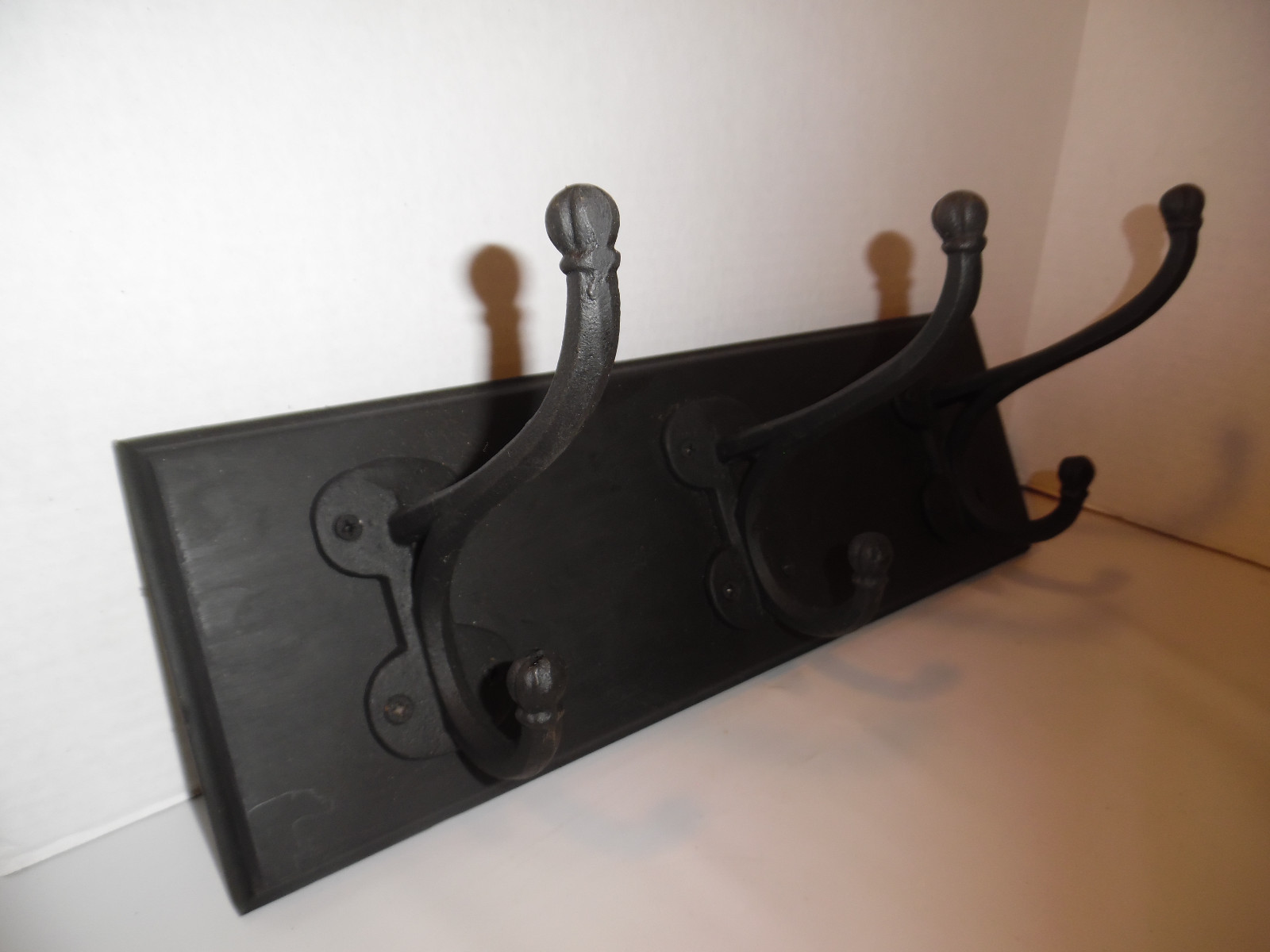 COAT RACK WITH LARGE CAST IRON HOOKS