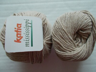 Katia Mississippi cotton blend yarn, tan, lot of 2 (104 yds each)