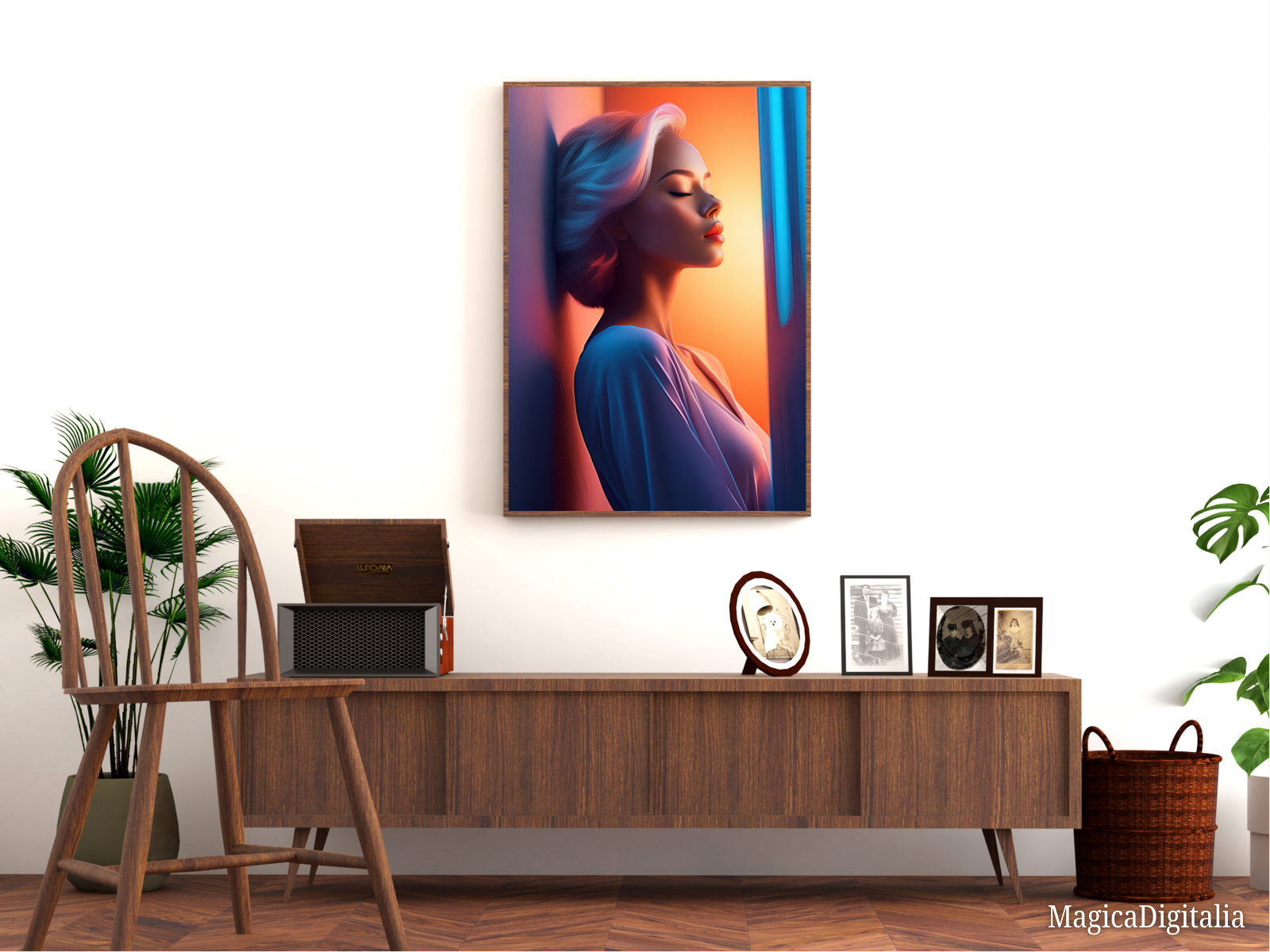 Woman Portrait, Minimalism, Digital AI Art, Wall, Poster Print, Instant Download