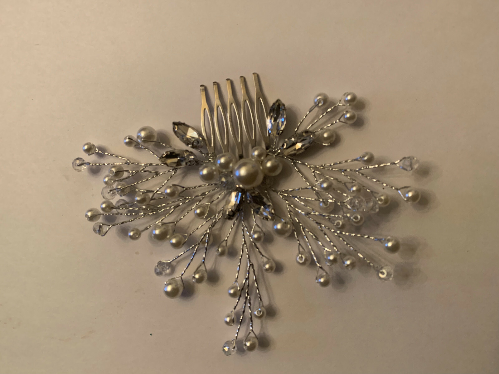 Wedding Dance Pageant Pearl and Rhinestone Hair Accessories Silver Comb & Pins