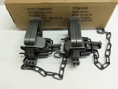 2 Duke # 2 Square Jaw Coil Spring Traps 0492 Trapping Coyote Bobcat Fox Lynx
