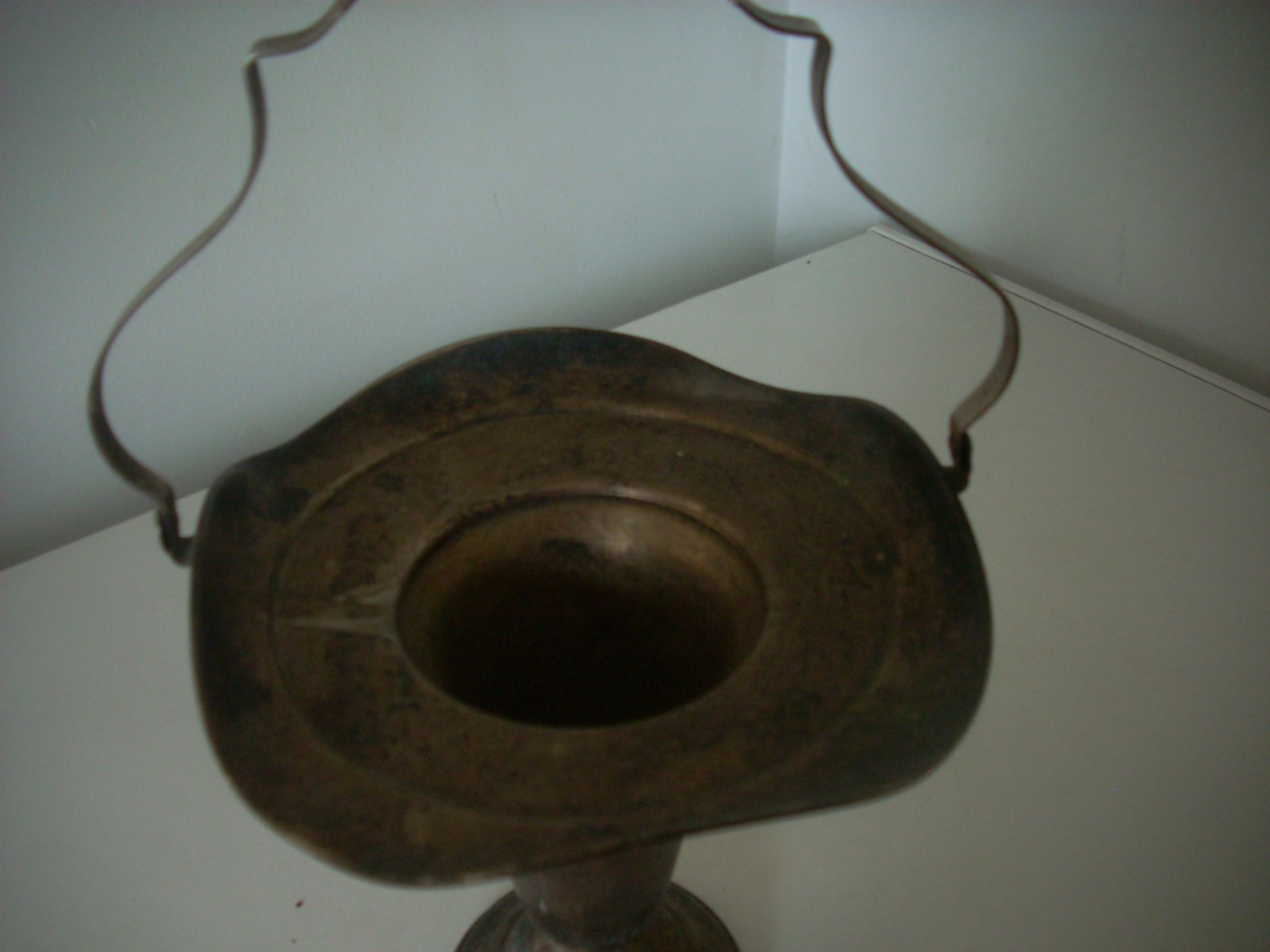 SILVER PLATE ON COPPER FLOWER VASE With Handle Vintage