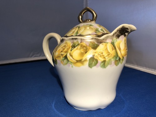 Yellow Rose Bavaria Vintage Porcelain Teapot Shaped Creamer Pretty