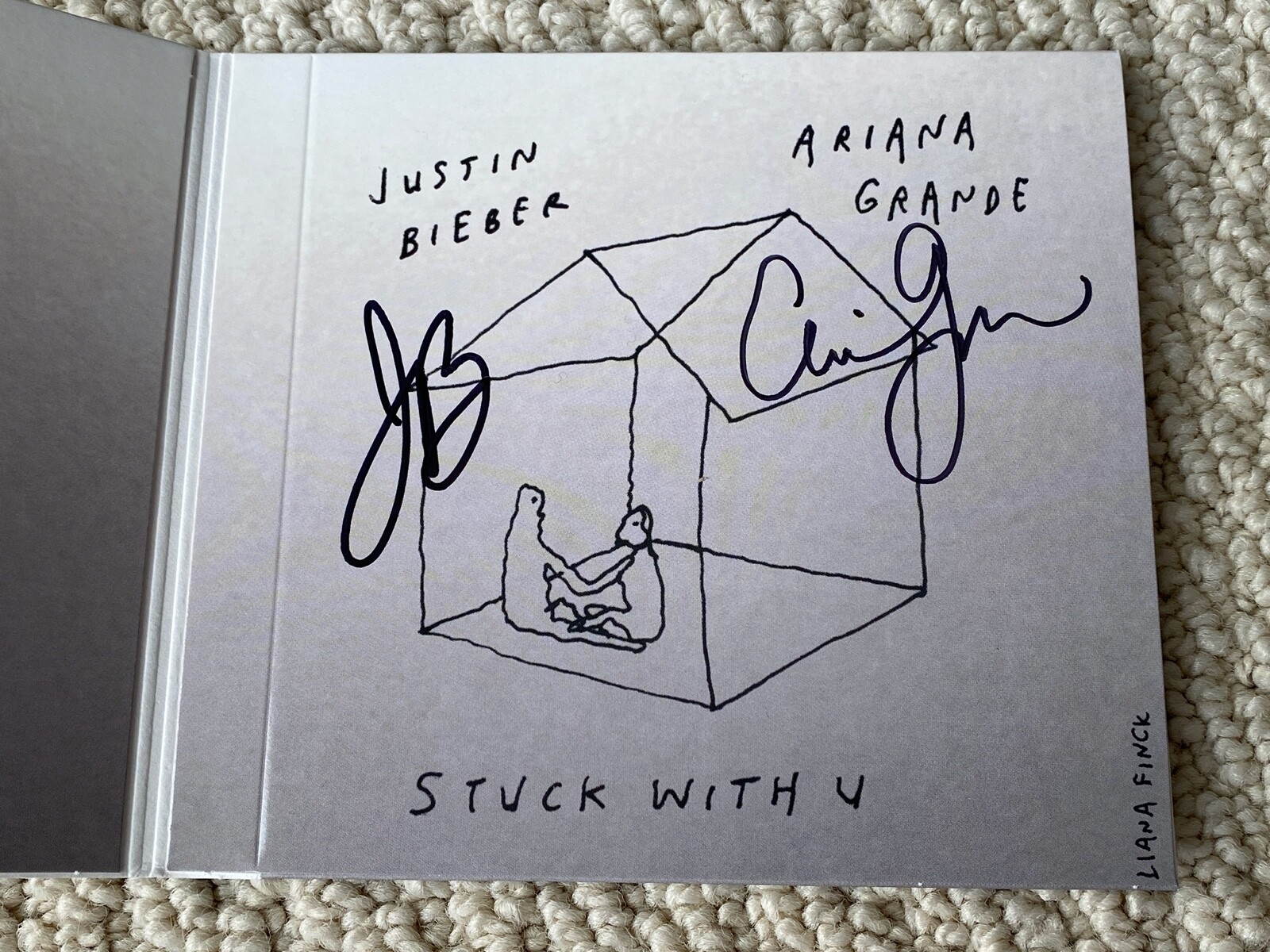 stuck with uジャスティンビーバーアリアナグランデ直筆サイン入りcd Ariana Grande Justin Bieber Stuck With U Cd Autographed