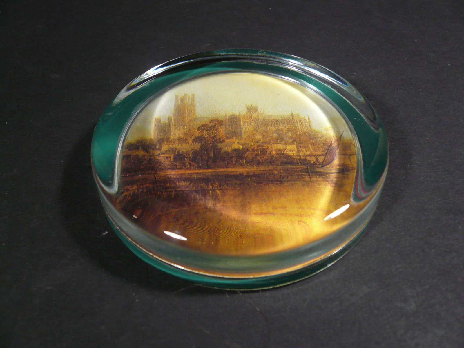 Vintage Mid Century Notre Dame Glass Desk Paperweight